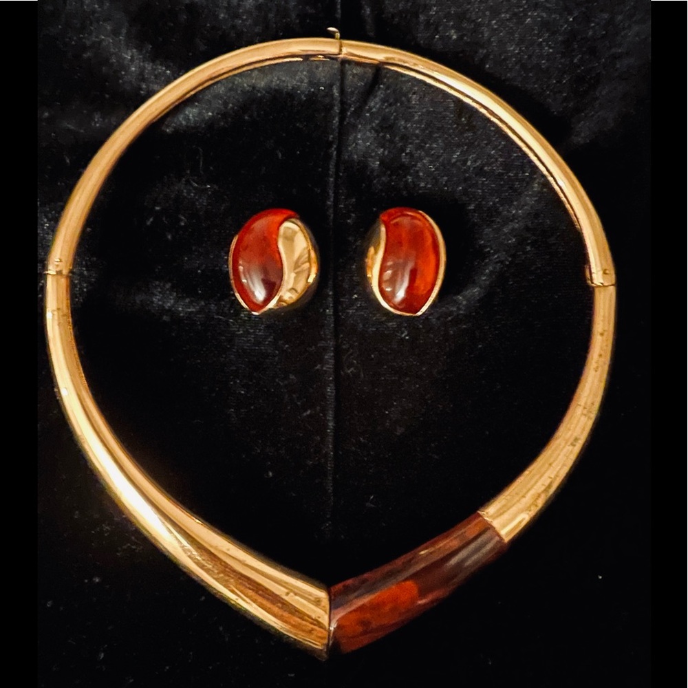 GIVENCHY Necklace and Earrings Gold/Tortoise Set